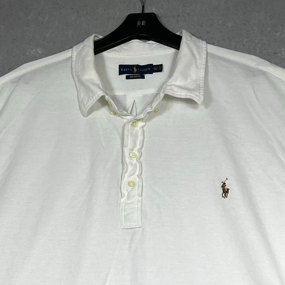 Ralph Lauren Knit Oxford Polo Shirt Men 4XLT Tall White Short Sleeve Cotton
